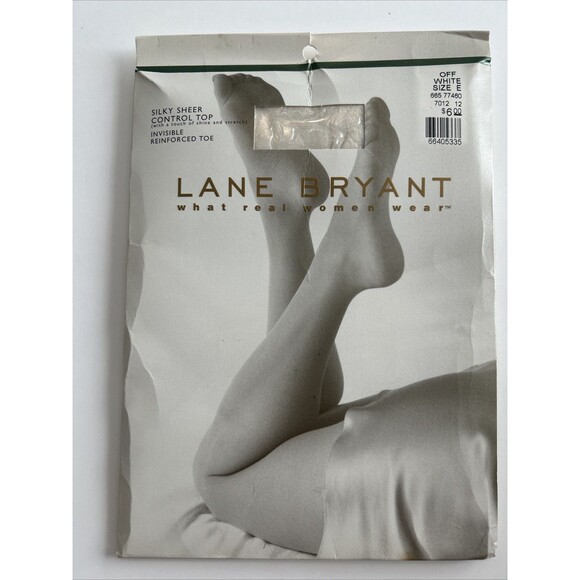 2 Pair Lane Bryant Silky Sheer Control Top Pantyhose In Off White Plus Size E - Picture 7 of 10